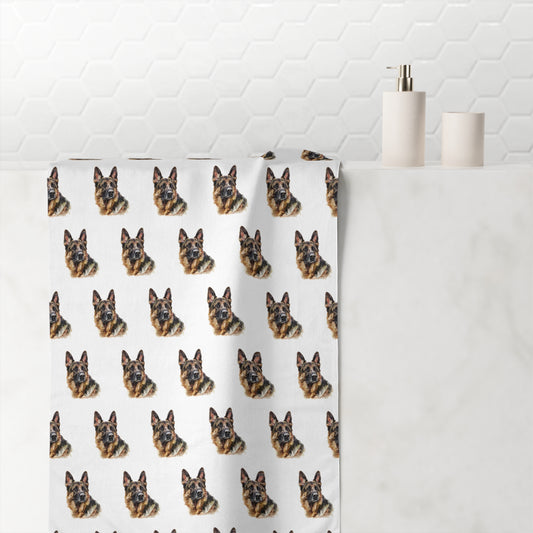 German Shepherd Head Mink-Cotton  Beach Towel