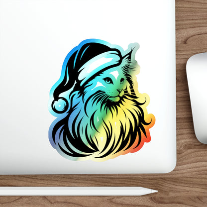 Santa Paws Cat Holographic Sticker