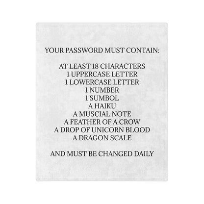 Password Velveteen Microfiber Blanket