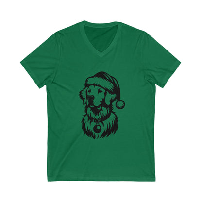 Santa Paws Golden Unisex Short Sleeve V-Neck Tee