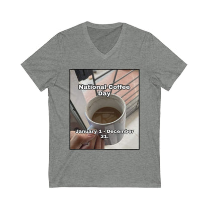 National Coffee Day Unisex Short Sleeve V-Neck Tee
