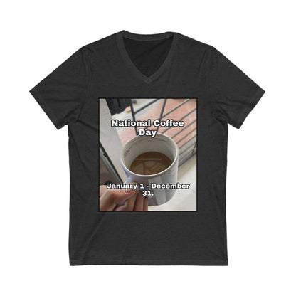 National Coffee Day Unisex Short Sleeve V-Neck Tee