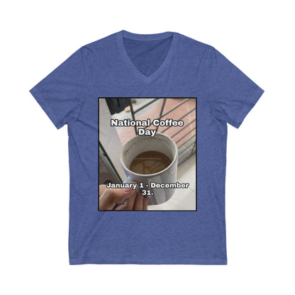 National Coffee Day Unisex Short Sleeve V-Neck Tee