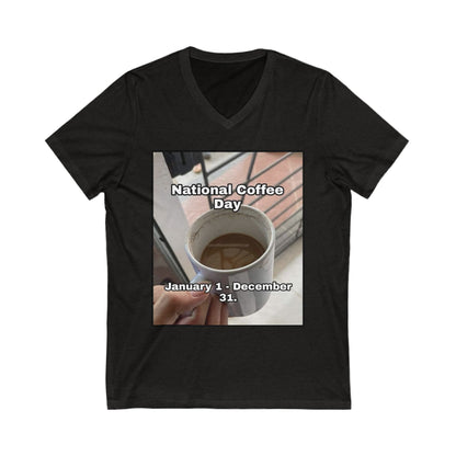 National Coffee Day Unisex Short Sleeve V-Neck Tee