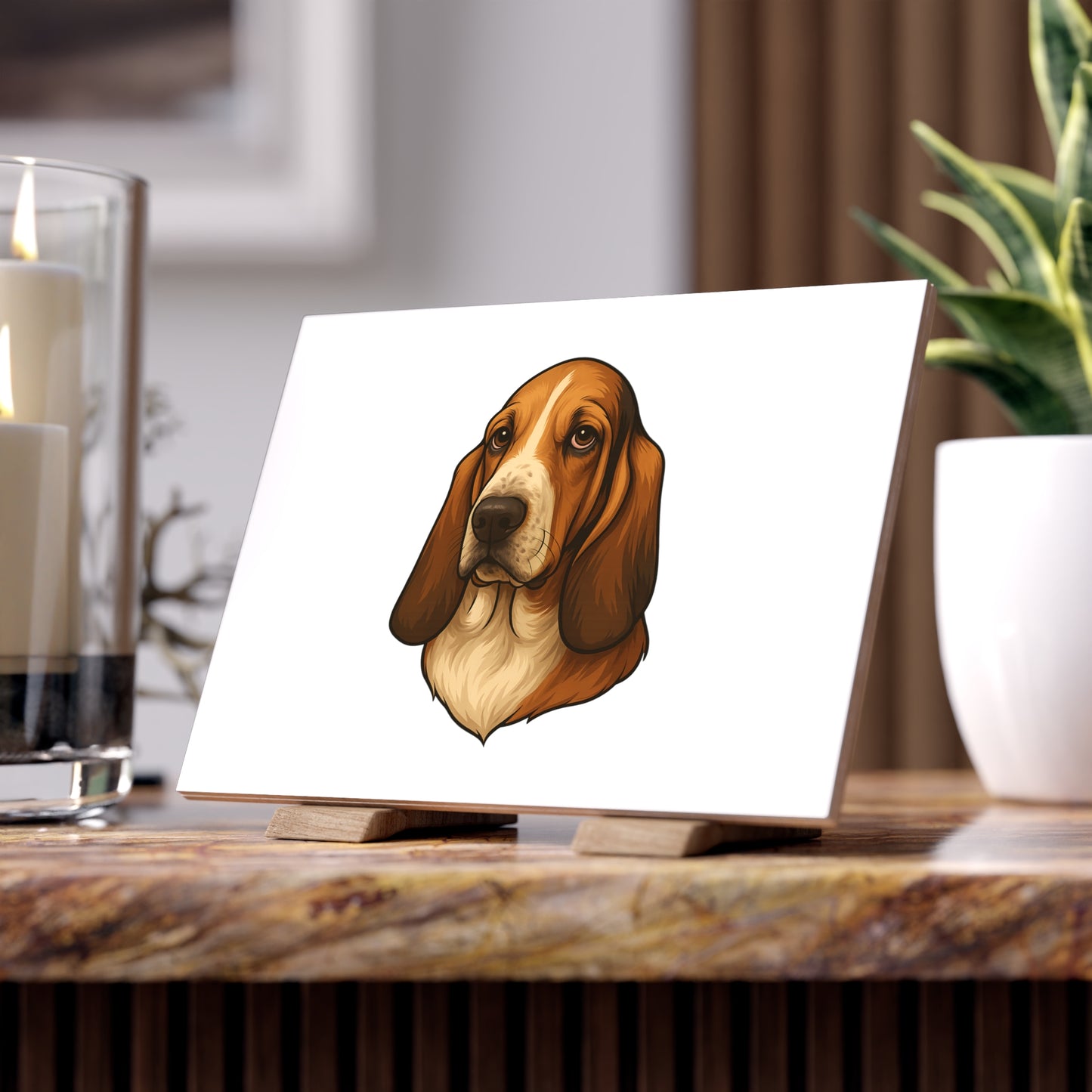 Basset Hound Head Ceramic Photo Tile