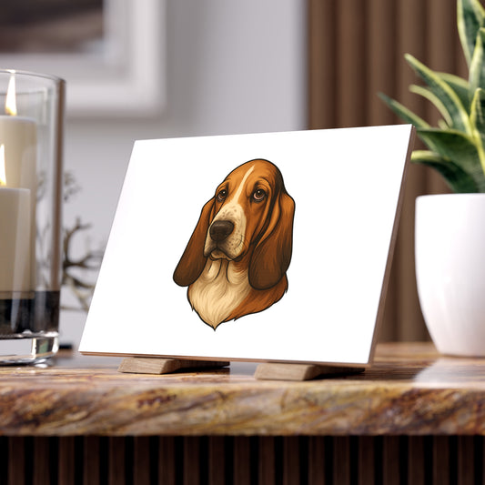 Basset Hound Head Ceramic Photo Tile