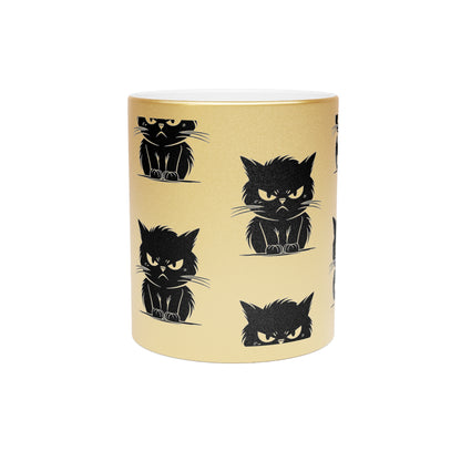 Angry Cat Metallic Coffee Mug