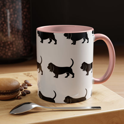 Basset Hound Silhouette 2-Tone Coffee Mug
