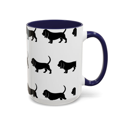 Basset Hound Silhouette 2-Tone Coffee Mug
