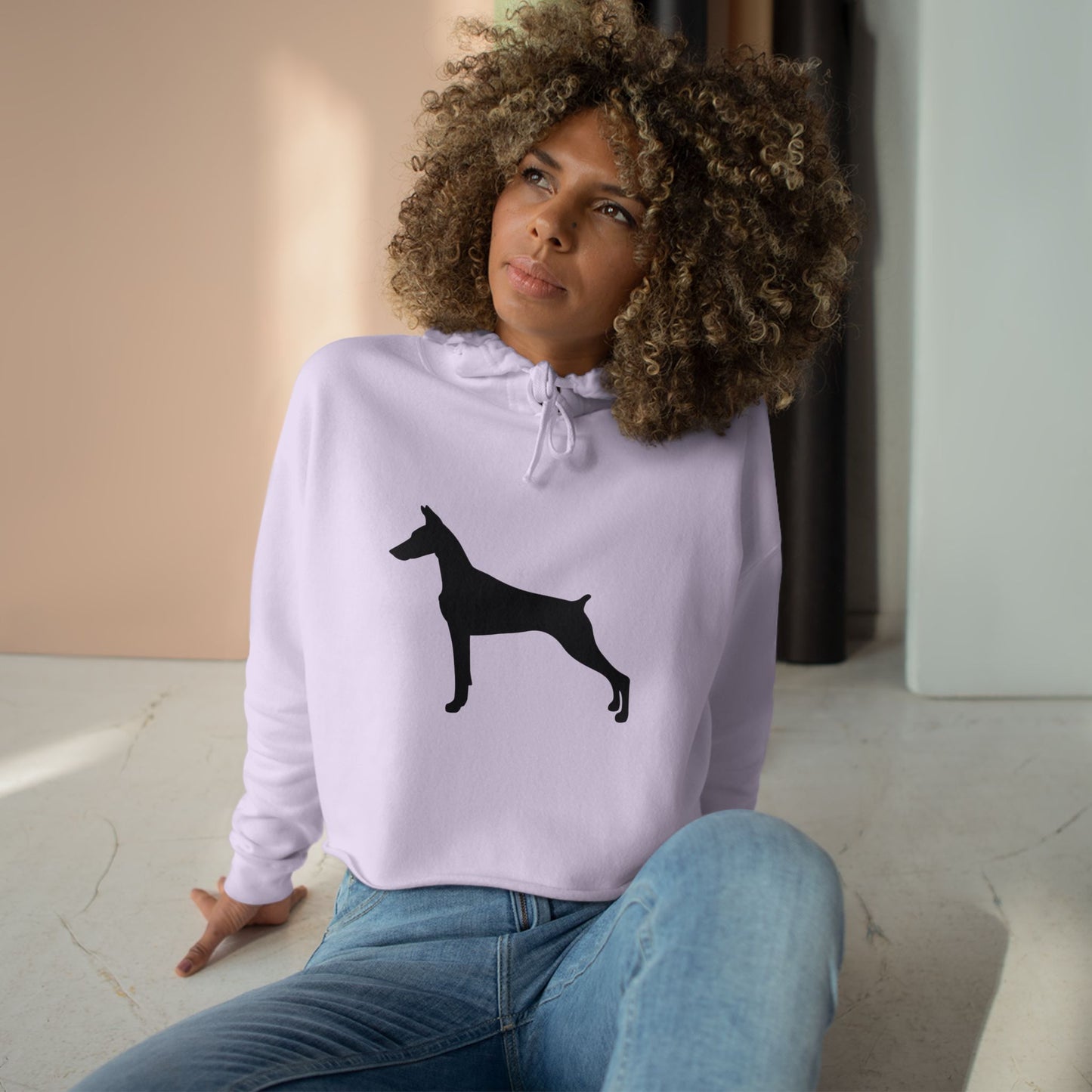 Doberman Silhouette Women's Crop Hoodie