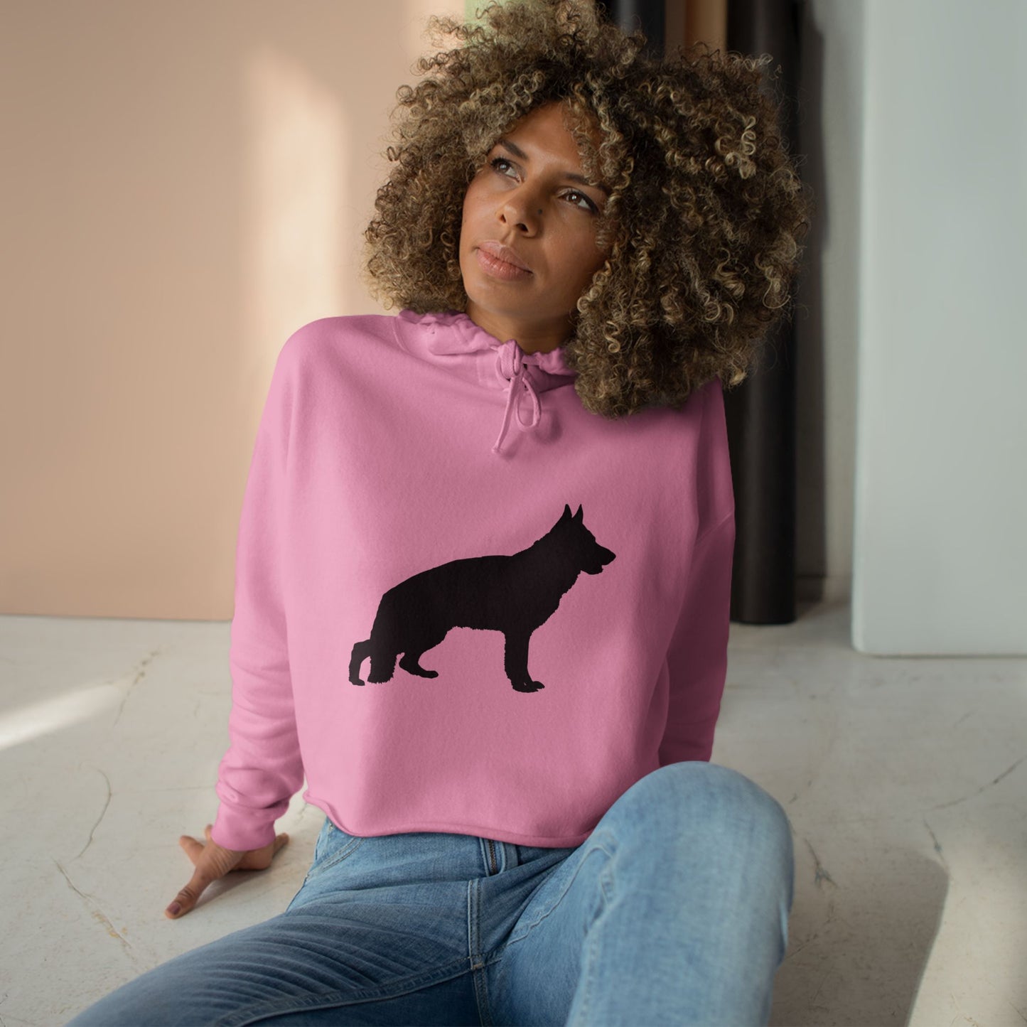 German Shepherd Silhouette Women's Crop Hoodie