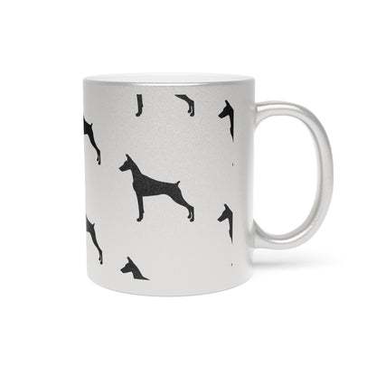 Doberman Silhouette Metallic Coffee Mug