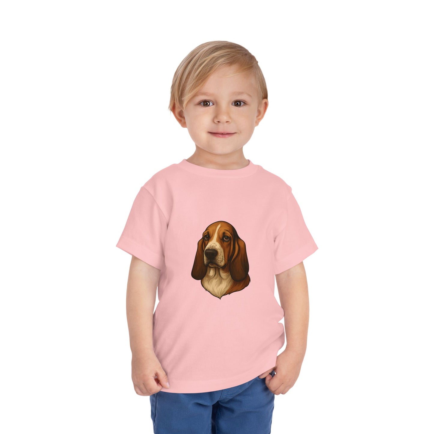 Basset Hound Head Toddler Unisex Short Sleeve Crewneck Tee