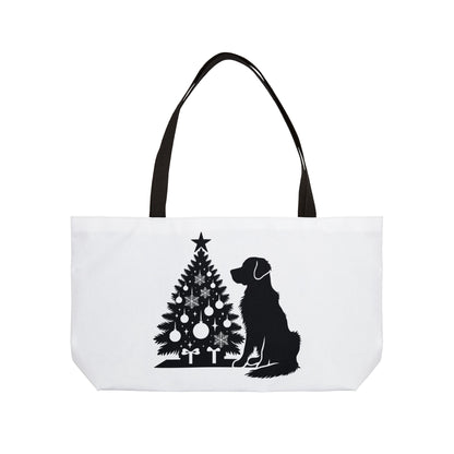 Golden Christmas Tree Weekender Tote Bag