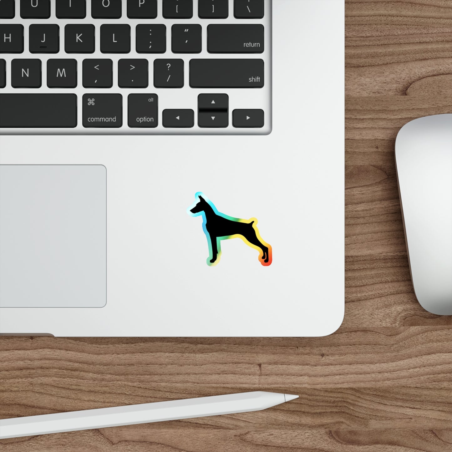 Doberman Silhouette Holographic Sticker
