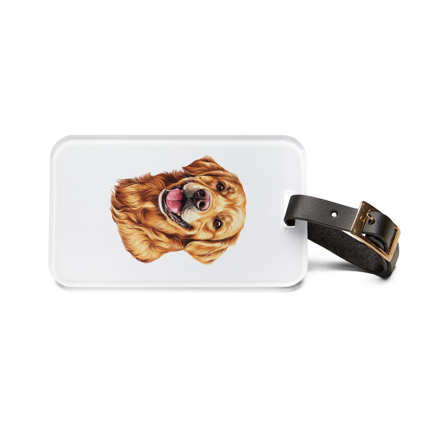 Golden Head Leather Strap Luggage Tag