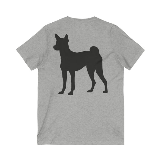 Basenji Silhouette Unisex Short Sleeve V-Neck Tee
