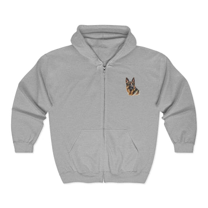 German Shepherd Head Unisex Full Zip Hoodie