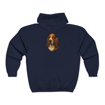 Basset Hound Head Unisex Full Zip Hoodie