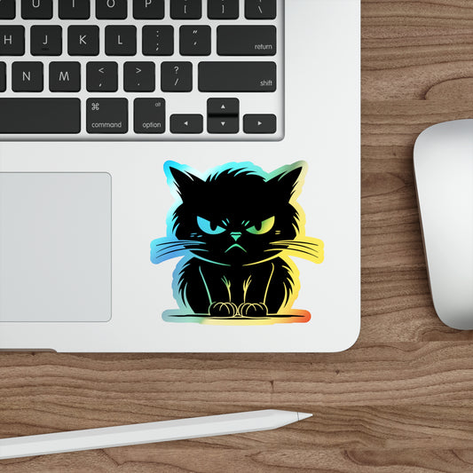 Angry Cat Holographic Sticker