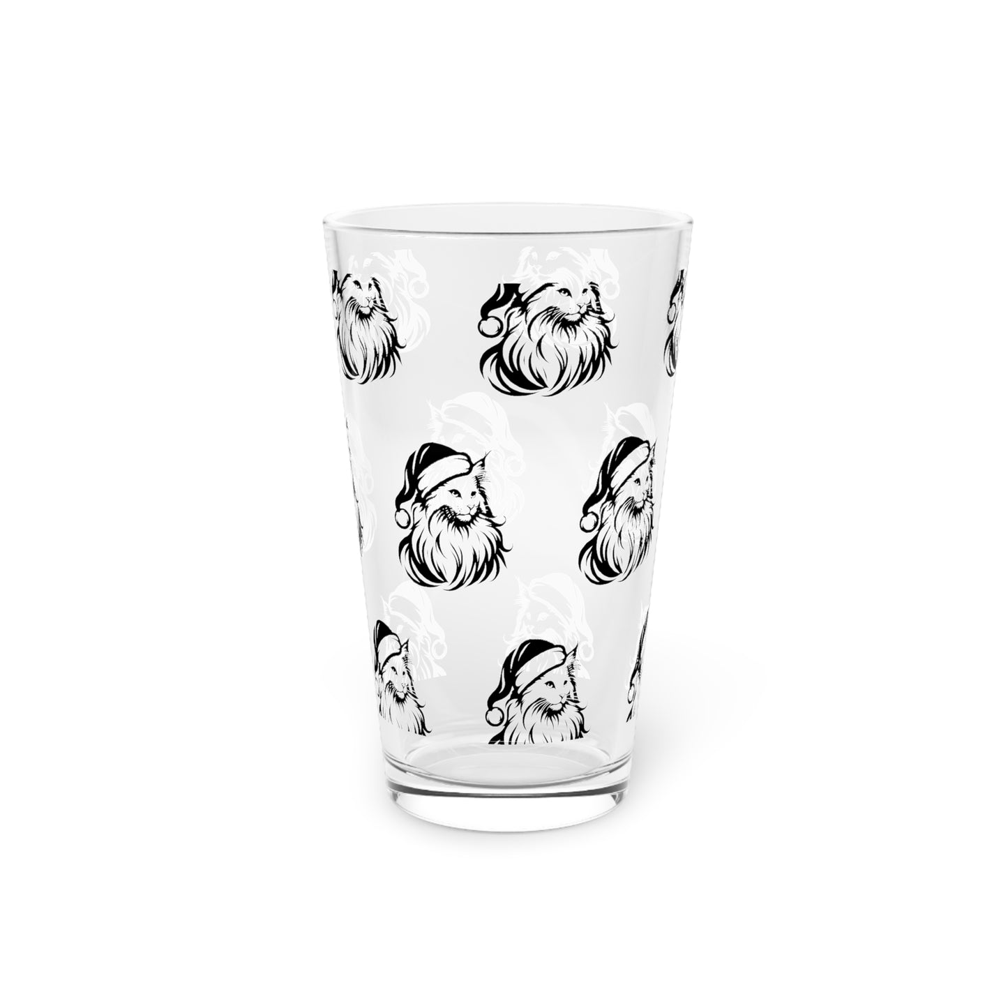 Santa Paws Cat Drinking Glass