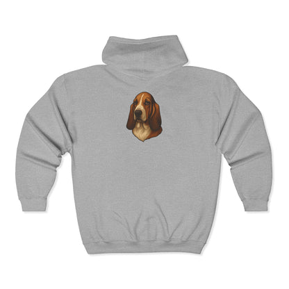 Basset Hound Head Unisex Full Zip Hoodie