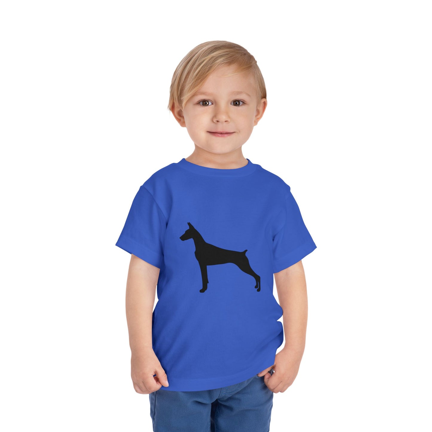 Doberman Silhouette Toddler Unisex Short Sleeve Crewneck Tee