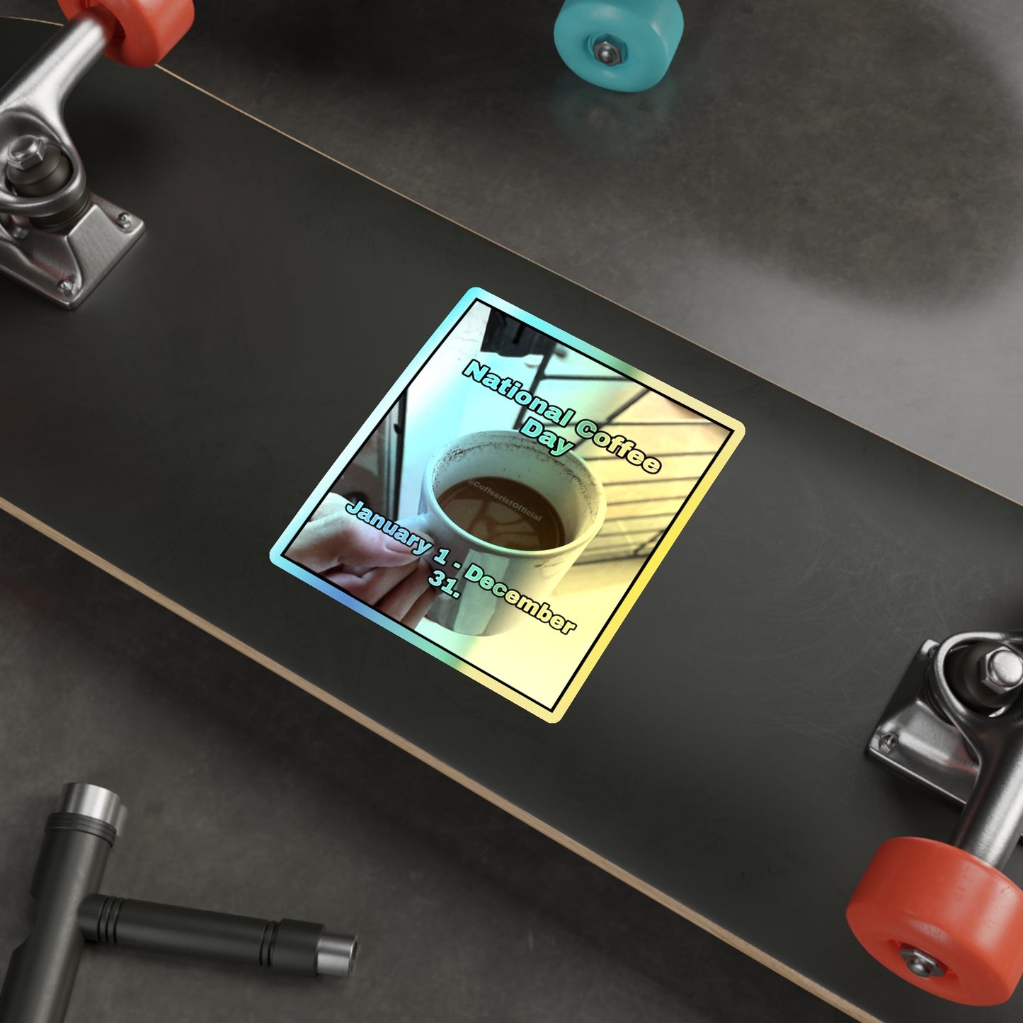 National Coffee Day Holographic Sticker