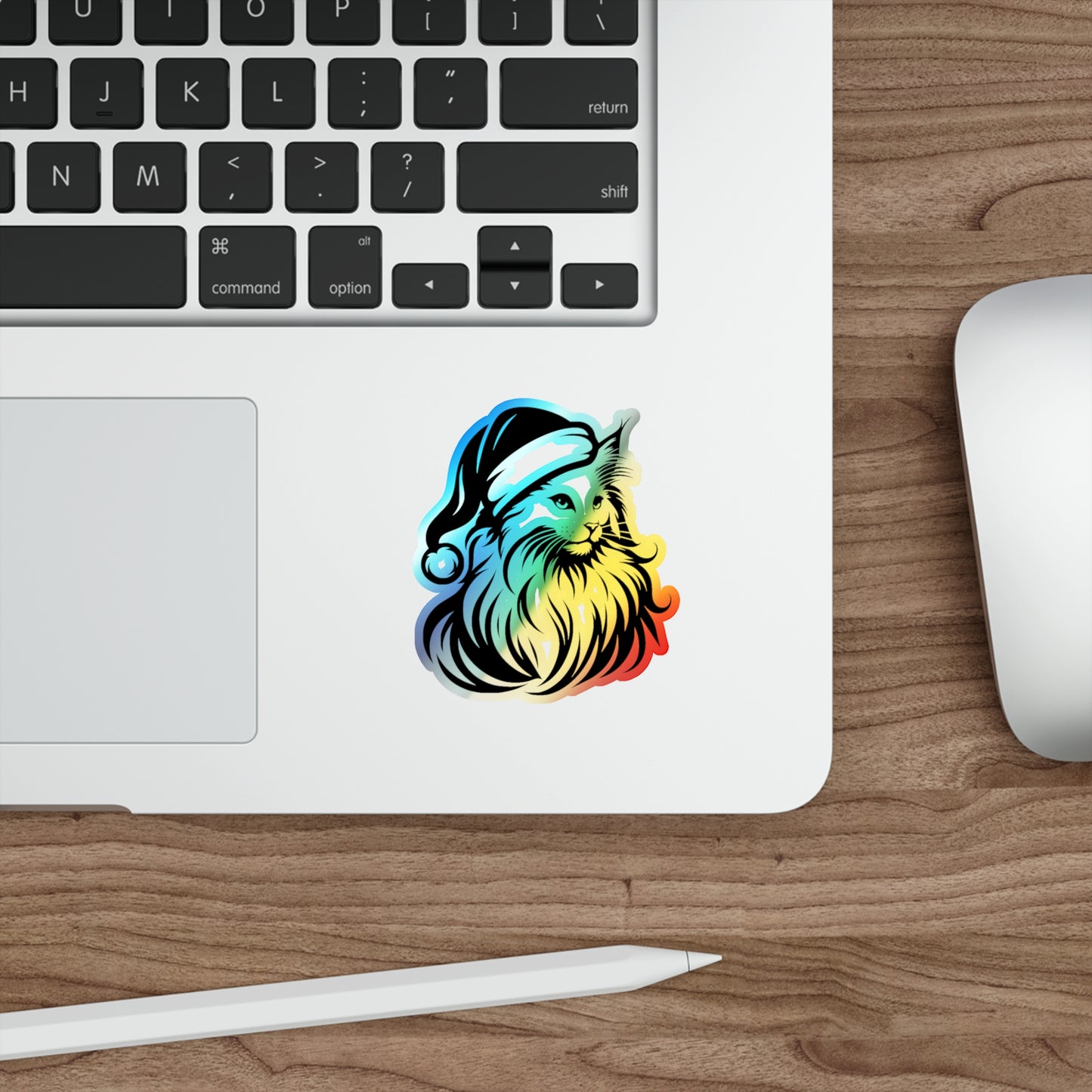 Santa Paws Cat Holographic Sticker