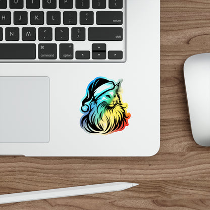 Santa Paws Cat Holographic Sticker