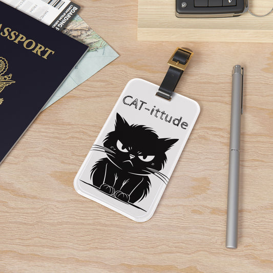 CAT-ittude Leather Strap Luggage Tag