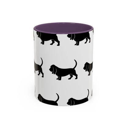 Basset Hound Silhouette 2-Tone Coffee Mug