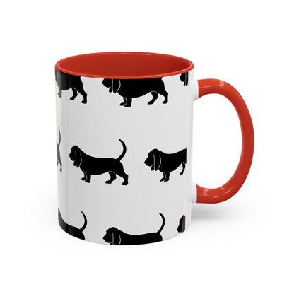 Basset Hound Silhouette 2-Tone Coffee Mug