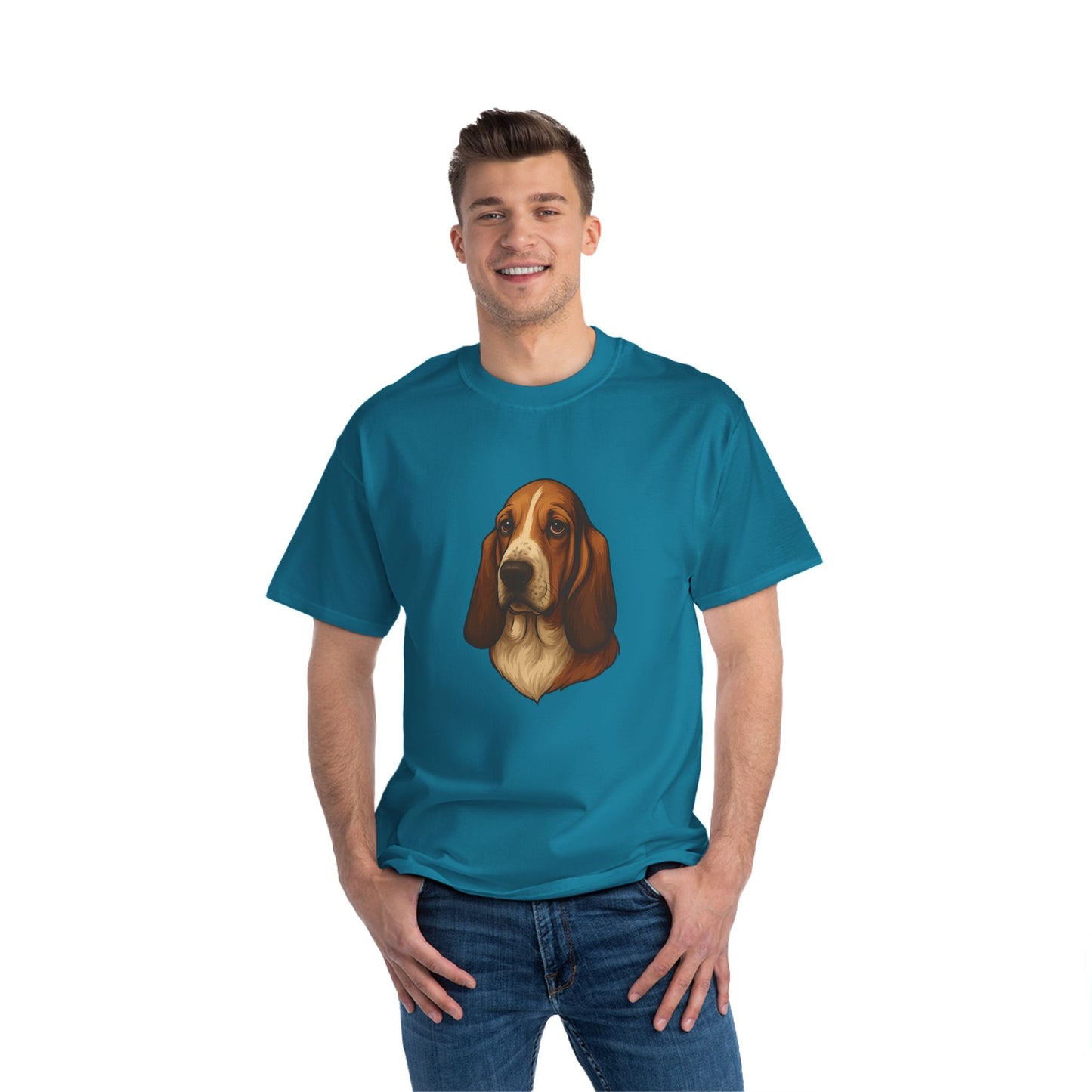 Basset Hound Head Men's Short-Sleeve Crewneck Tee