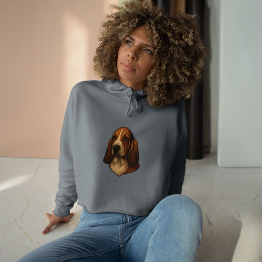 Basset Hound Head Women's Crop Hoodie