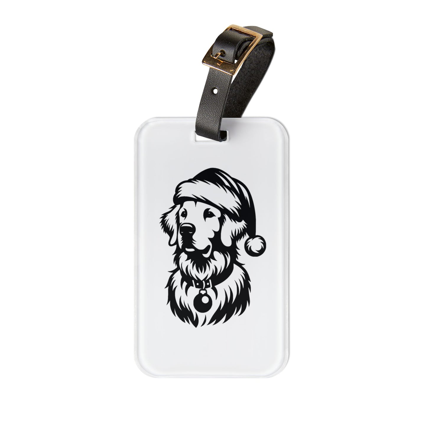 Santa Paws Golden Leather Strap Luggage Tag