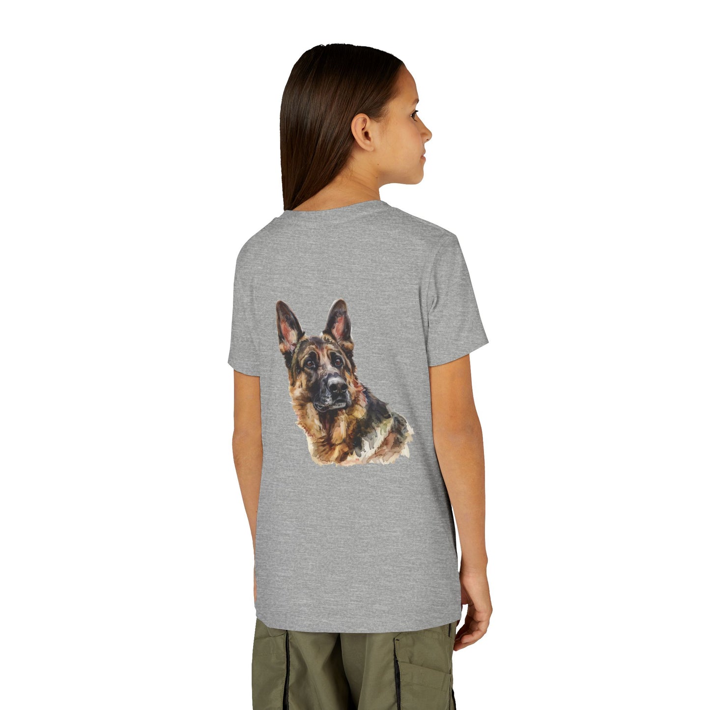 German Shepherd Head Youth Unisex Short Sleeve Crewneck Tee