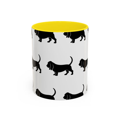 Basset Hound Silhouette 2-Tone Coffee Mug