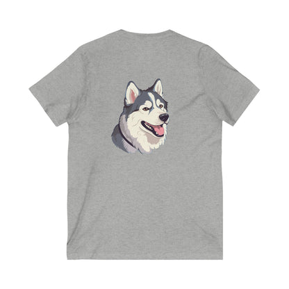 Malamute Head Unisex Short Sleeve V-Neck Tee