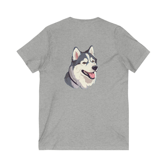 Malamute Head Unisex Short Sleeve V-Neck Tee