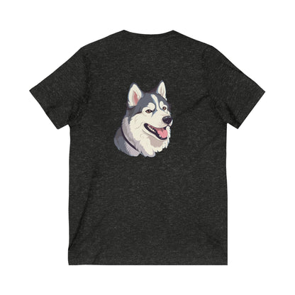 Malamute Head Unisex Short Sleeve V-Neck Tee