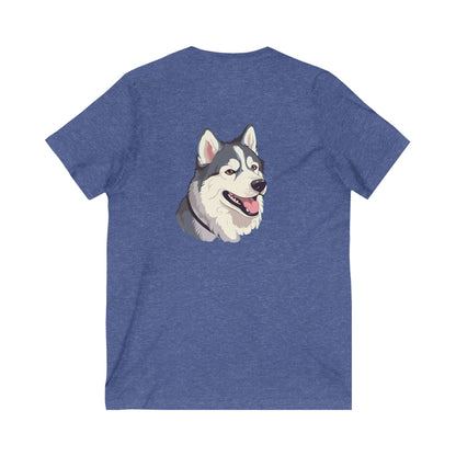 Malamute Head Unisex Short Sleeve V-Neck Tee