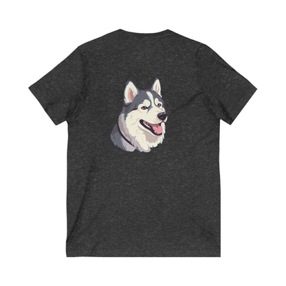 Malamute Head Unisex Short Sleeve V-Neck Tee