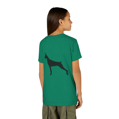 Doberman Silhouette Youth Unisex Short Sleeve Crewneck Tee