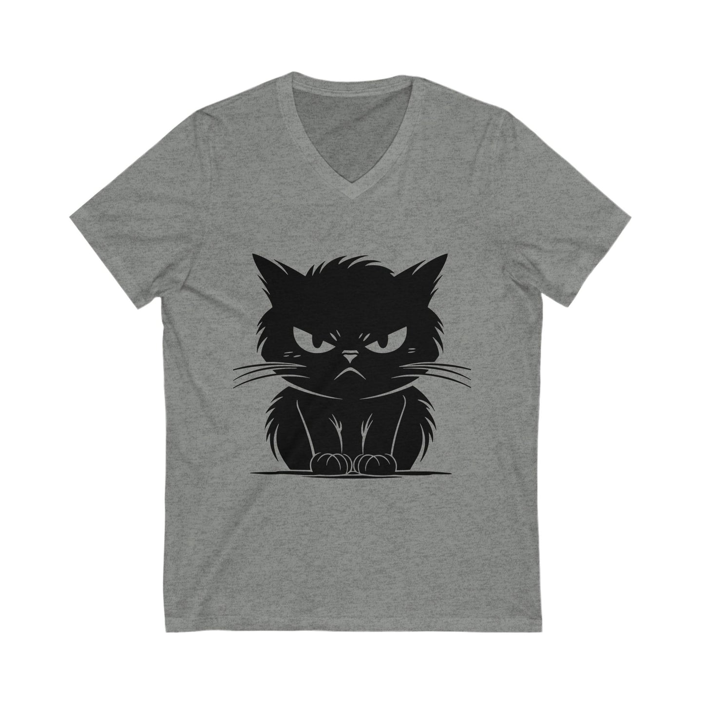 Angry Cat Unisex Short Sleeve V-Neck Tee