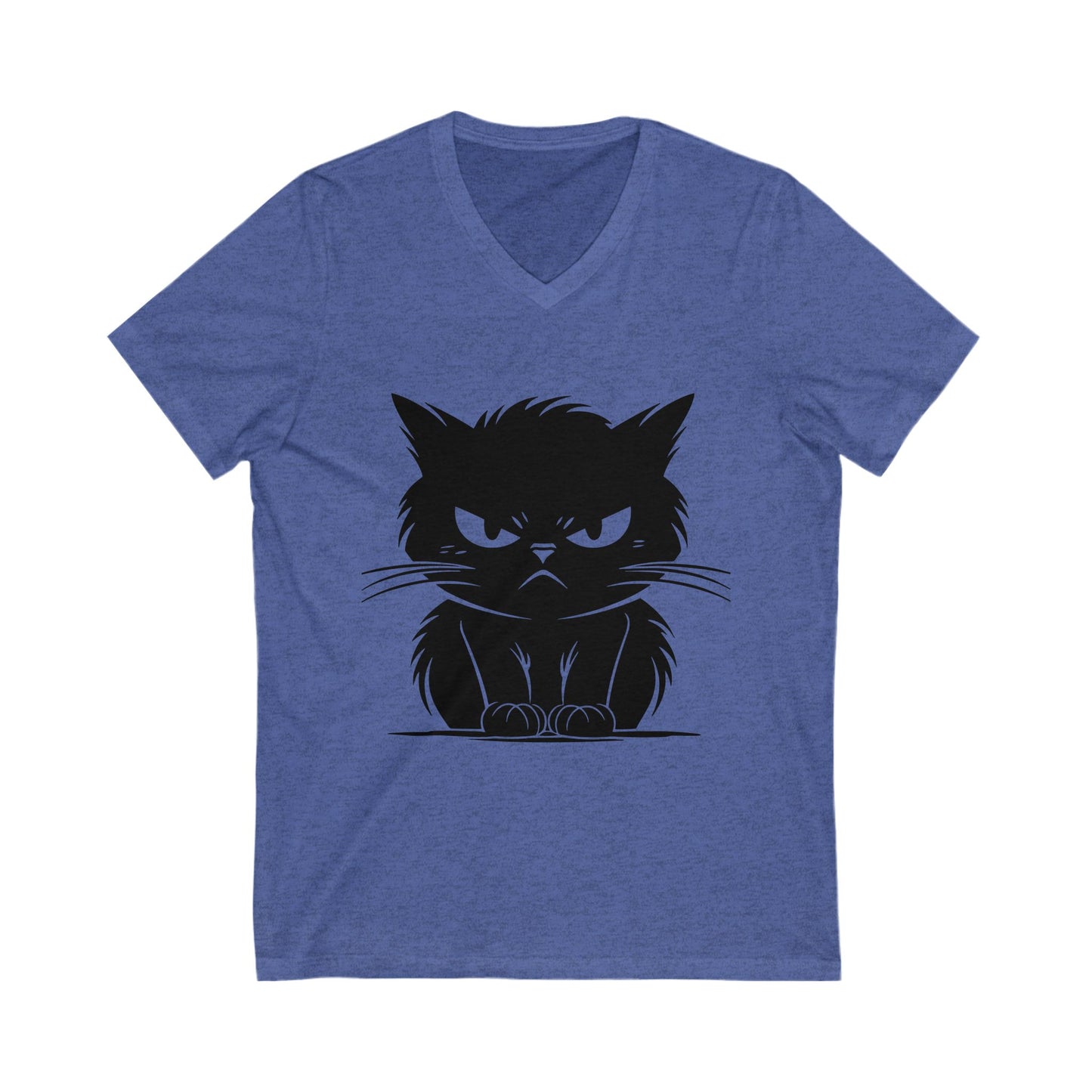 Angry Cat Unisex Short Sleeve V-Neck Tee