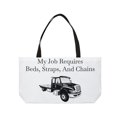 Beds, Straps, And Chains Weekender Tote Bag