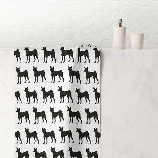 Basenji Silhouette Mink-Cotton  Beach Towel