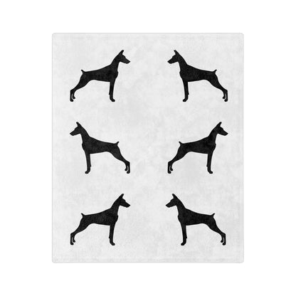 Doberman Silhouette Velveteen Microfiber Blanket