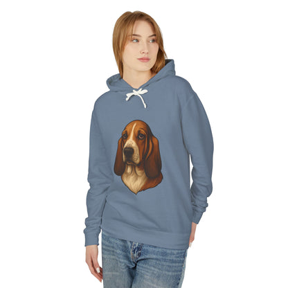 Basset Hound Head Unisex Lightweight Hoodie